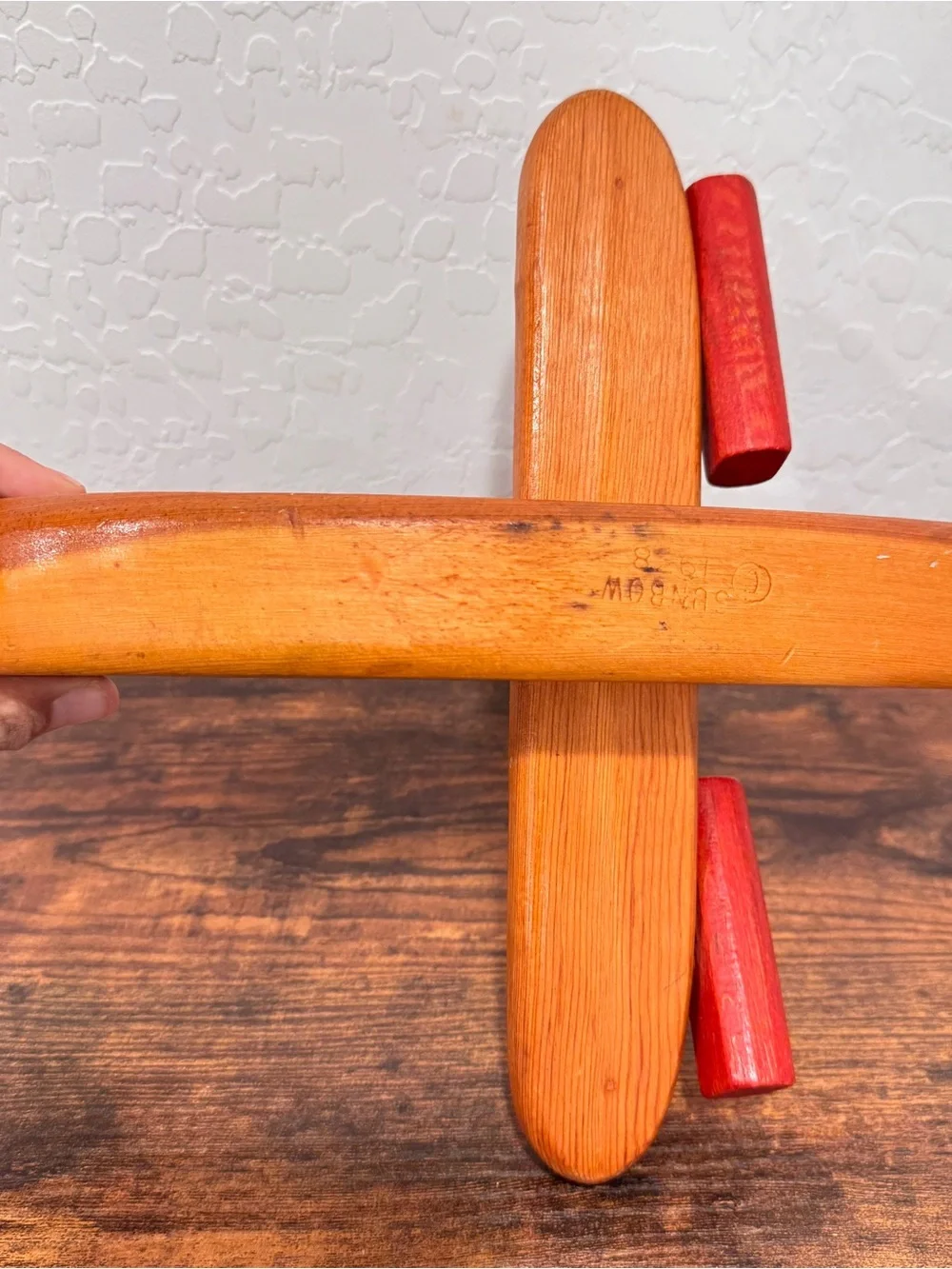 Vintage Sunbow Wooden Toy Airplane 1978 Moving Propellers